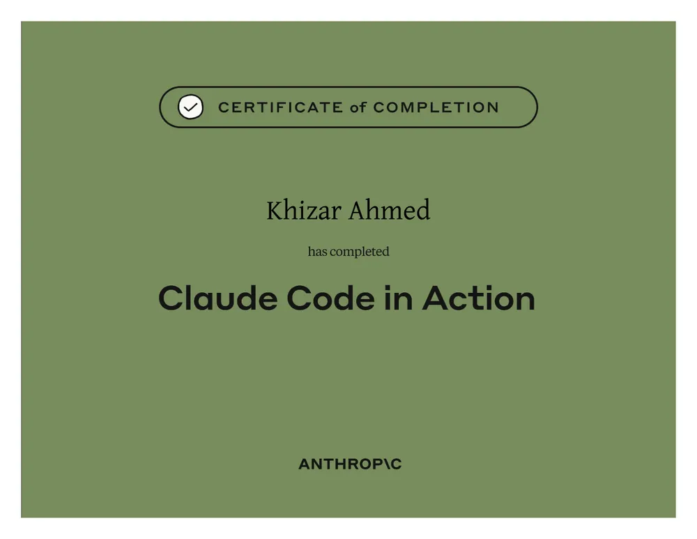 Claude Code in Action certificate