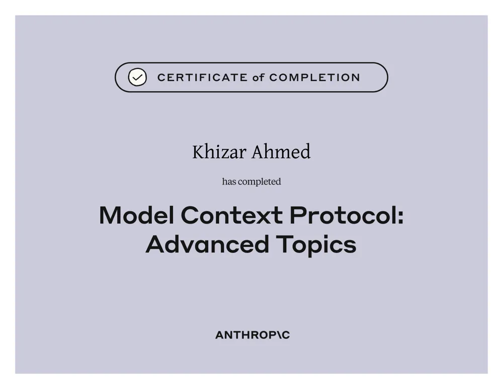 Model Context Protocol: Advanced Topics certificate